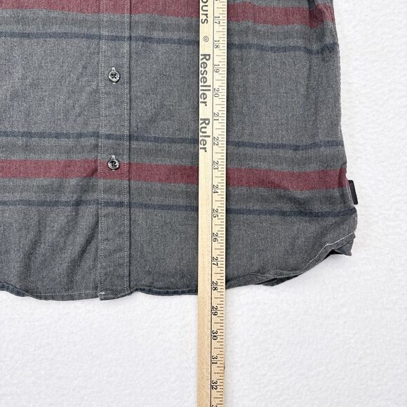 The North Face Shirt Mens Size Medium Button Up Gray Red Striped Hiking Camping - Picture 10 of 10